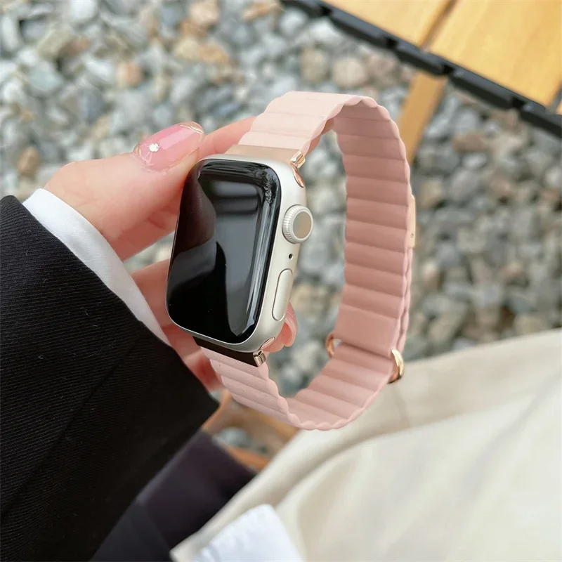 Leather Magnetic Strap For Apple Watch Band Ultra 2 49mm 41mm 45mm 40/44mm 42/46mm Women Bracelets iWatch Series 10 9 8 SE 7 6 5 image 5