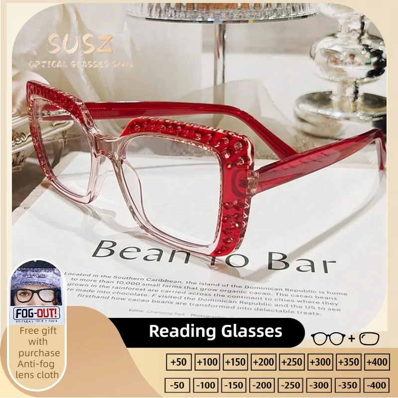 

SUSZ New Fashion Cat Eye Women Anti Blue Light Reading Glasses Myopia Hyperopia Customizable Prescription Progressive Glasses