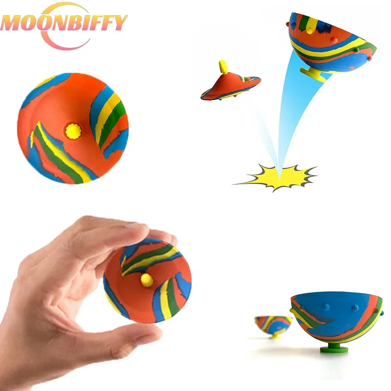 Children Toys Camouflage Bounce Rubber Popping Bowls Novelty Elastic Hip Hop Jumps Fidget Toys Outdoor Fun Sports Gifts for Kids