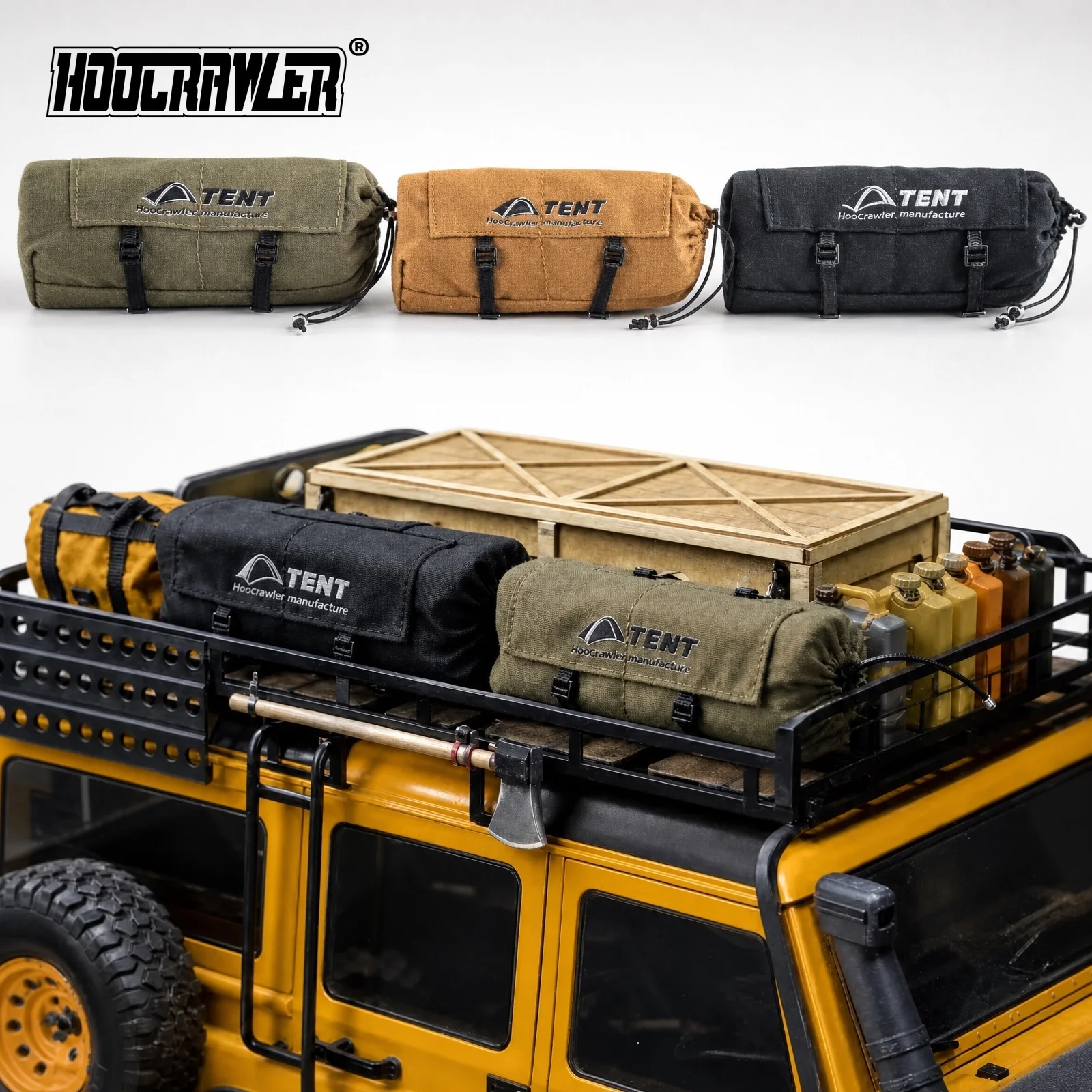 HooCrawler Mini Simulated Storage Bag Tent Bag Micro Diorama Decor for 1/8 1/10 RC Crawler TRX4 SCX10 VS4-10 Scale RC Crawler