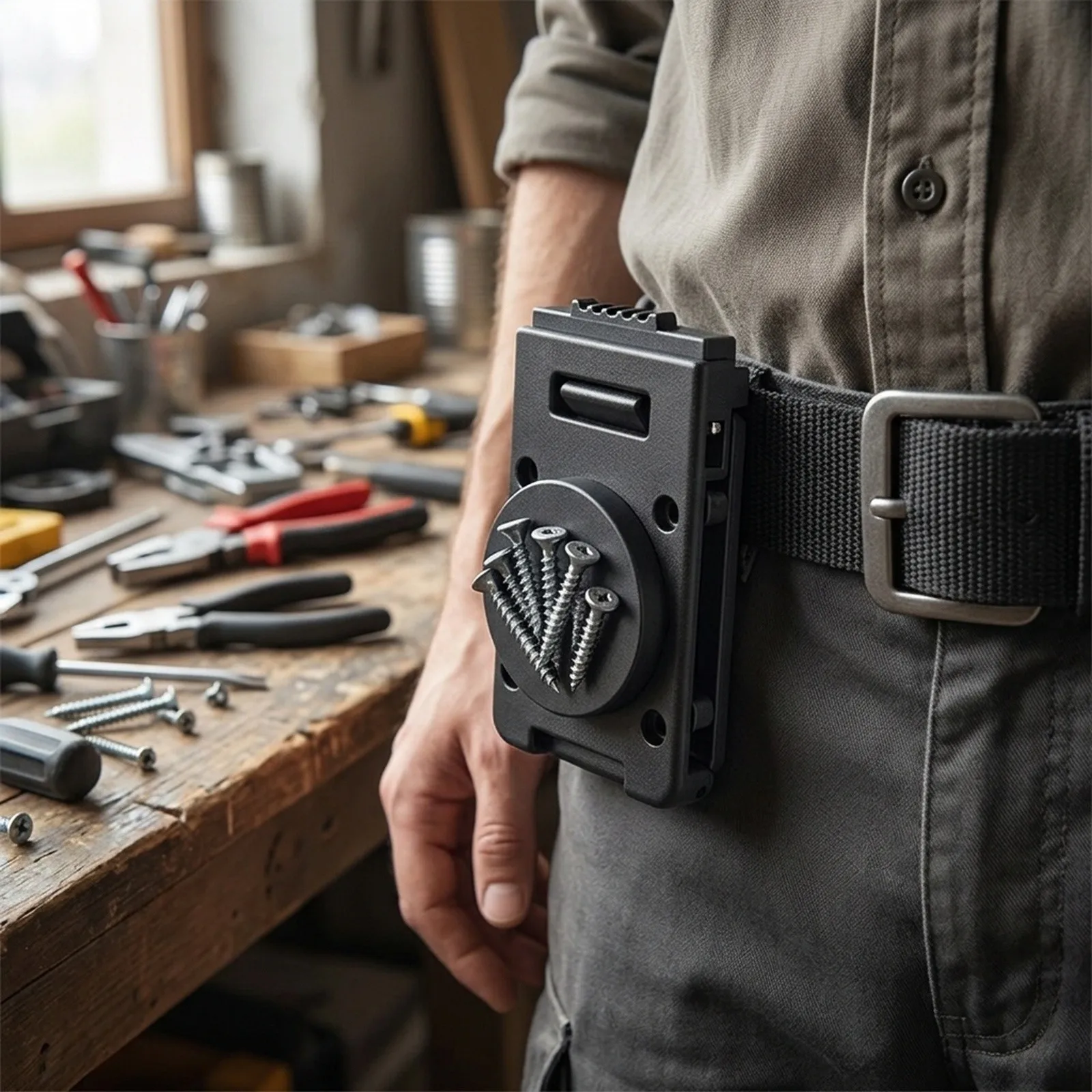 Magnetic Tool Holster with Belt  for Secure Organization of For wrenches and Screwdrivers Magnetic Tool Holster
