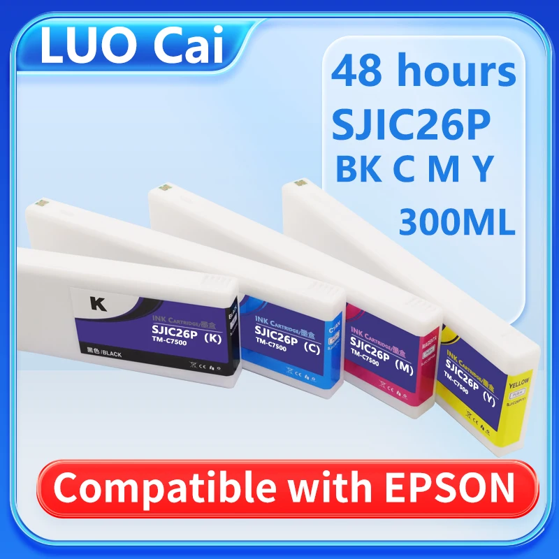 

Совместим с чернильным картриджем SJIC26P Epson TM-C7500 для принтера этикеток Epson Colorworks C7500, полным с пигментными чернилами емкостью 300 мл