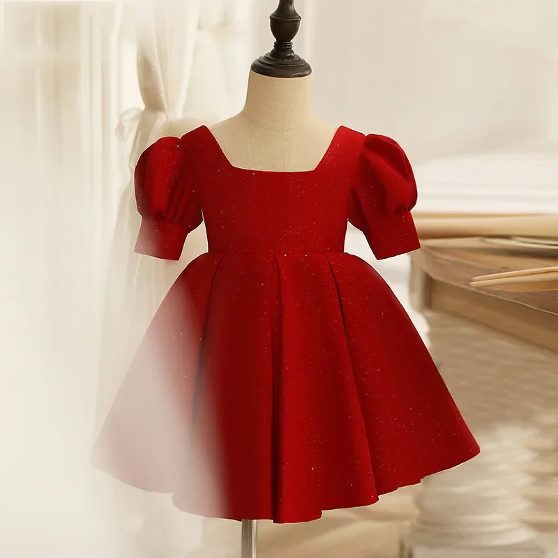 

Communion Dress for Girls Red Ball Gown Flower Wedding Princess Girl Ceremony Dresses From 8 12 Years Old New Evening 2024 Child