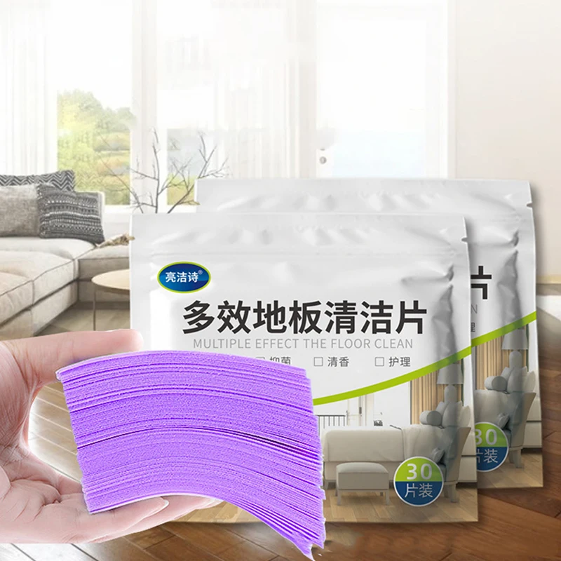 30pcs/bag Floor Cleaner Water Soluble Cleaning Sheet Mopping The Floor Wiping Wooden Floor Tiles Toilet Household Cleaning Tool