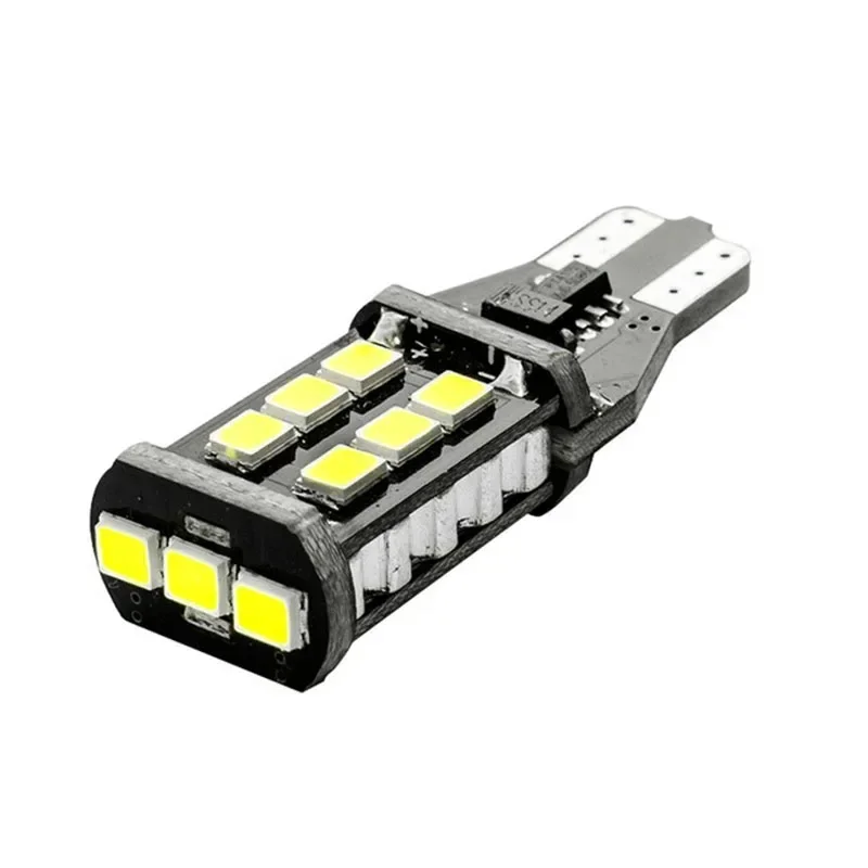 2PCS T15 LED CANBUS NO ERROR W16W 15SMD 2835 LED Lights for Car Brake Light Backup Parking Reverse Lamp Auto Tail Bulb White 12V