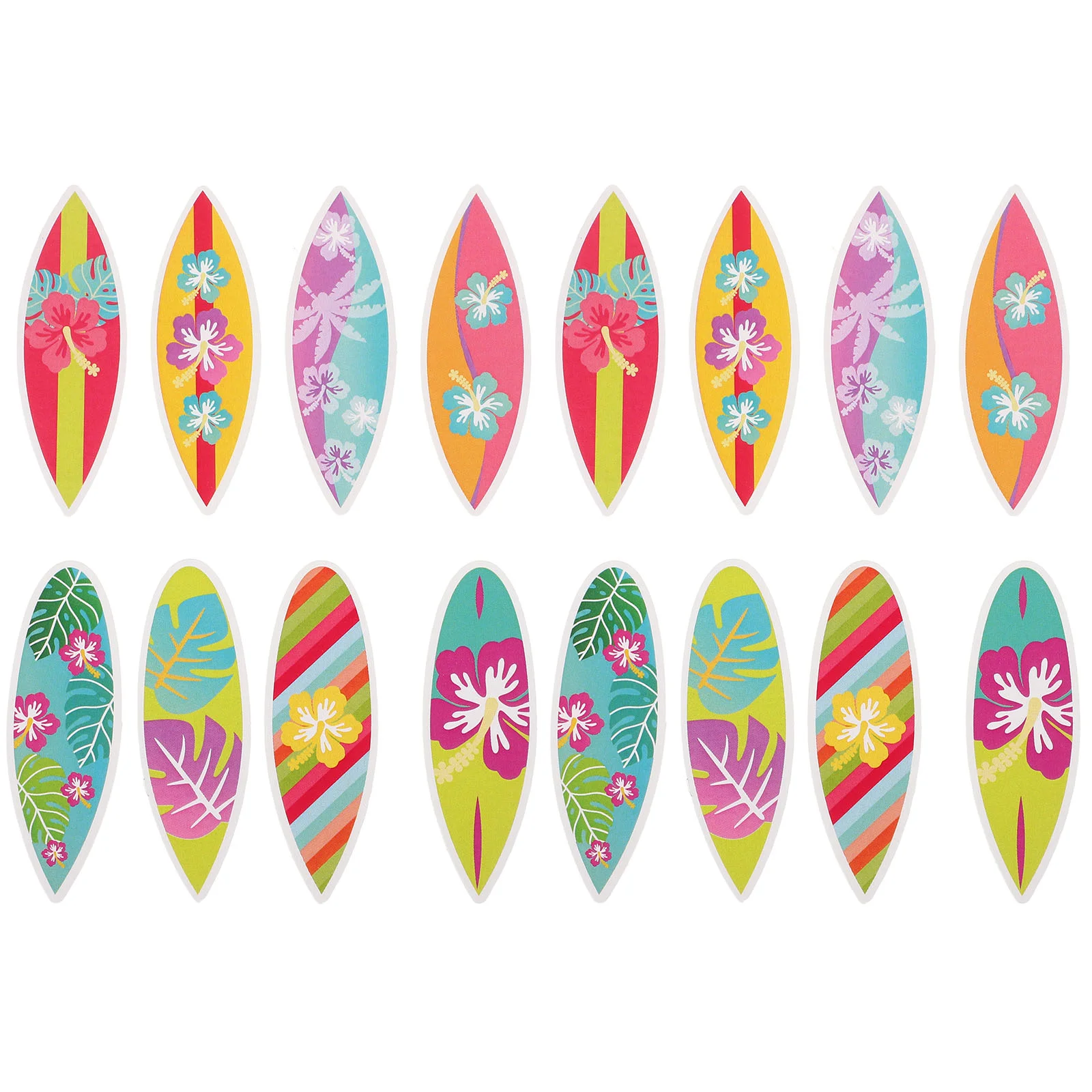 16 Pcs Venue Setting Props Plug-in Cake Insert Seaside Luau Cupcake Toppers Paper Summer