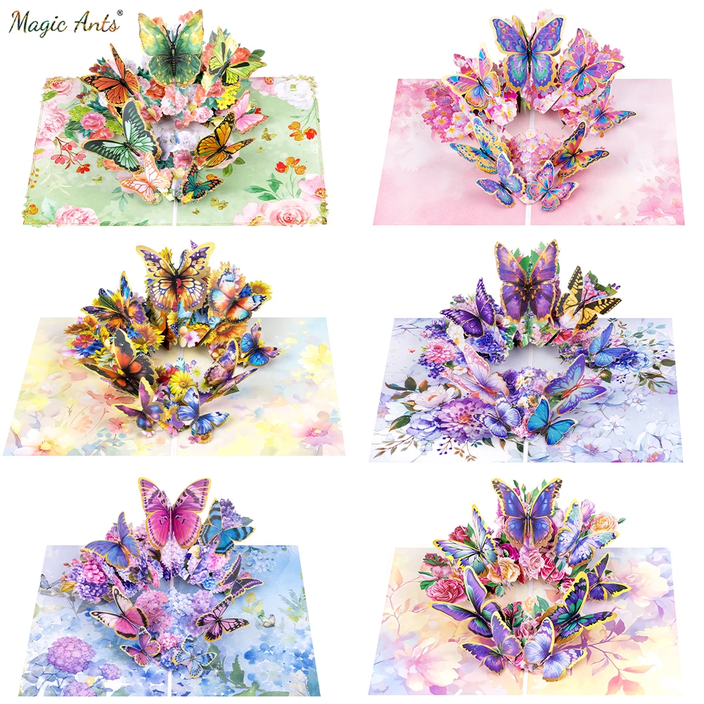 Carte pop-up papillon 3D dans la nature - Carte de vœux 3D pour anniversaire, merci, anniversaire, fête des mères
