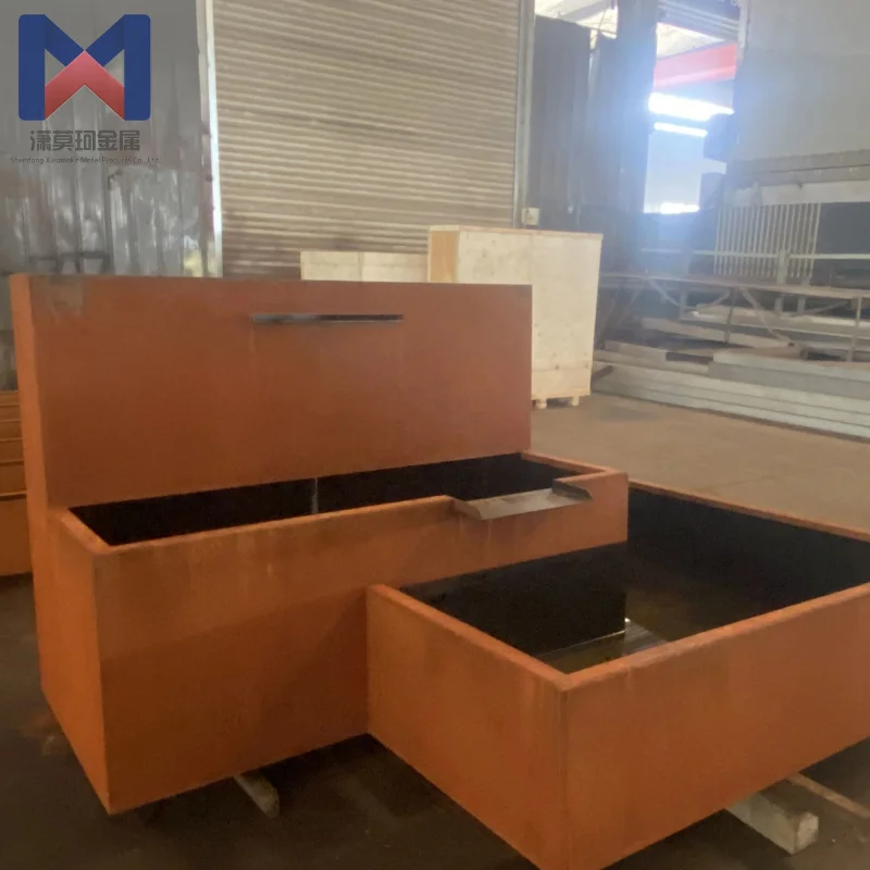 custom.Garden Ornaments Corten Steel Artificial Waterfall Fountain Classical Style Weather Resistant Customizable Outdoor