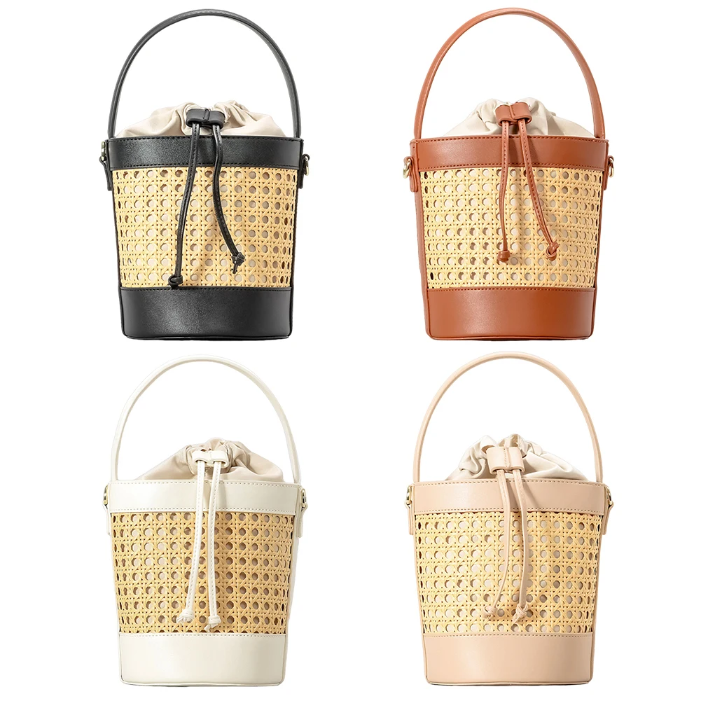 Rotan Tas Pu Lederen Stro Strandtas Trendy Crossbody Tas Zomer Holle Schoudertas Vakantie Reishandtas Voor Dames