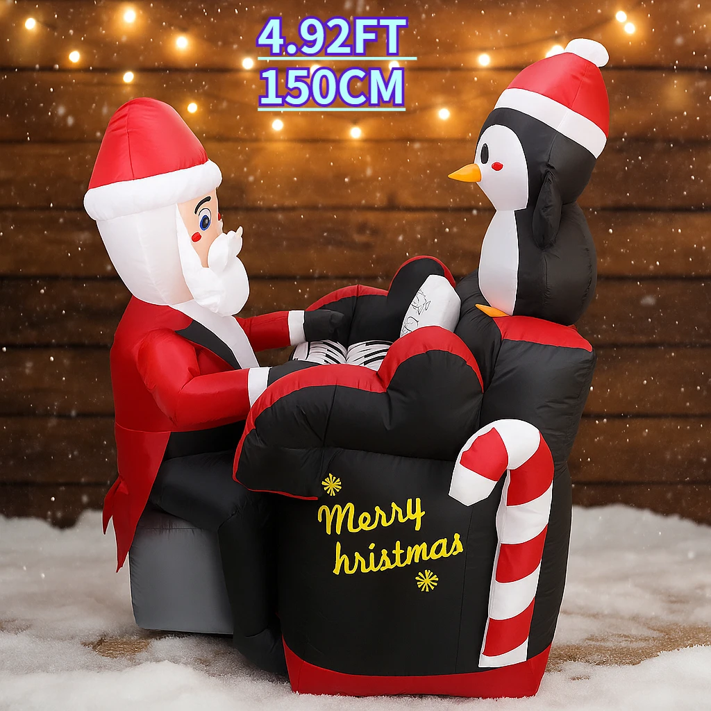 4.92FT نفخ البيانو البطريق الديكور لعبة سانتا كلوز عيد الميلاد ديكور المنزل حلية لوازم عيد الميلاد لساحة هدايا احتفالية