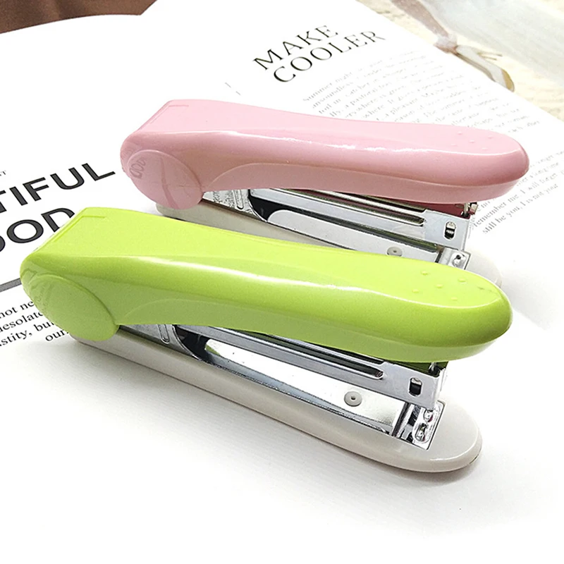 Mini Office School Stapler, One Finger Press, Labor Saving Manual Stapler,10# Staples Students Cartoon Paper Stapler