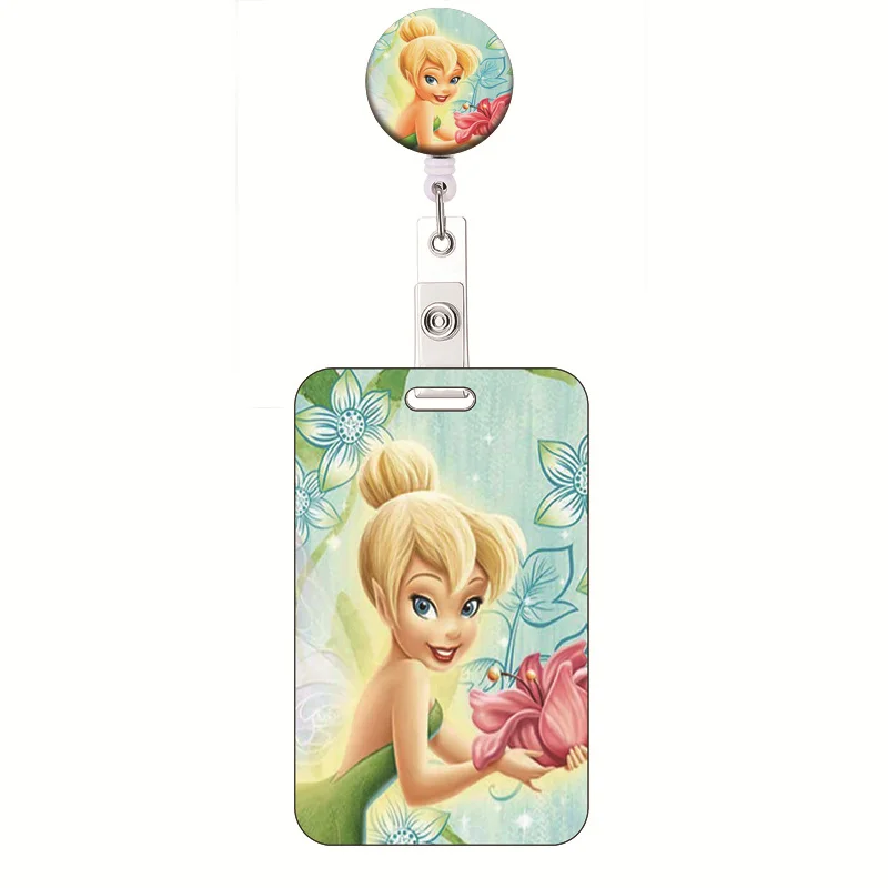 Tinker Bell Card Holder Neck Strap Lanyard Key chain Retractable clip Peter Pan ID Card Cover Pass Hang Rope Lanyard Accessories