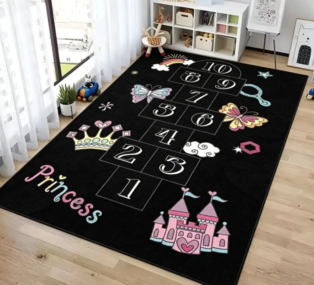 Hopscotch Indoor Carpet Cartoon Parent-child Game Decoration Bedroom Bedside Children's Number Game Room Decoration Floor Mat