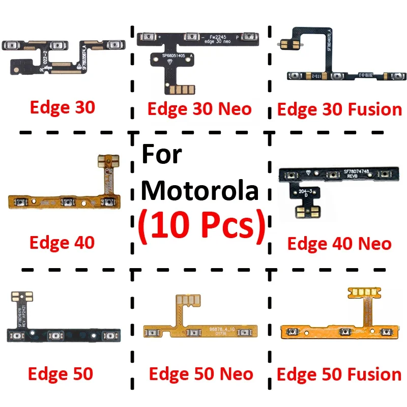 

Pop 10 шт. гибкие кабели для телефона Motorola Moto Edge 30 40 50 Neo Fusion, новая кнопка включения и выключения громкости, внутренние детали гибкого кабеля