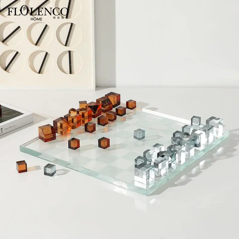 XL Modern Crystal Chess Ornament for Model Rooms, Clubs, and Study Desk Decoration