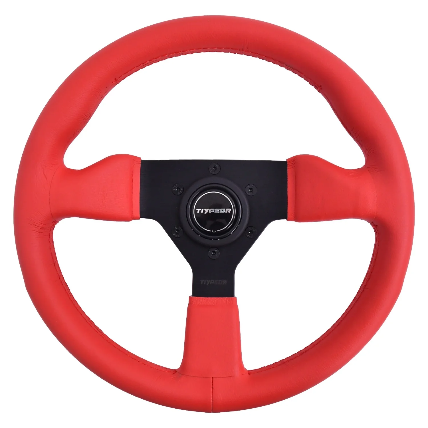 TIYPEOR 320mm logo Universal Red High-quality Flat Bracket Horn Shaped Car Modification Steering Wheel