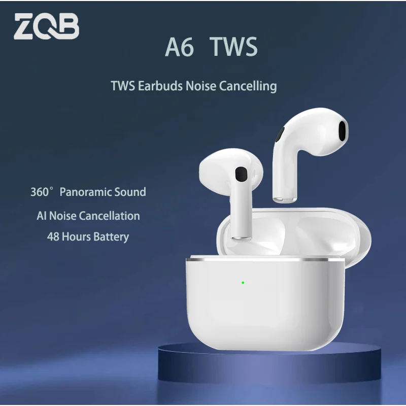 

ZQB A6 Bluetooth wireless headphones 5.3 True Wireless Earbuds with Mics HiFi Stereo Sound Wireless Earbuds Touch Sport Headset