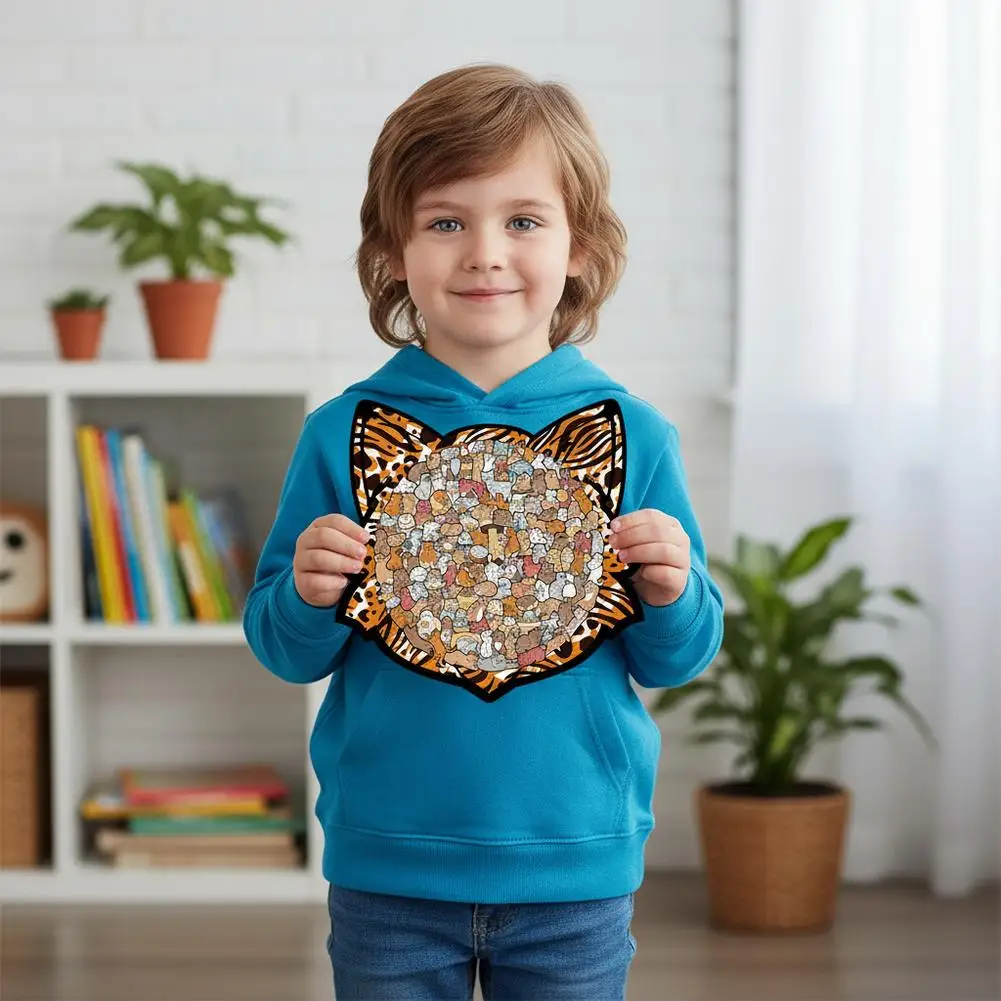 135PCS Kat-vormige Houten Puzzel Onregelmatige Hond Puzzelstukjes Stress-Relief Spel Verjaardagscadeautjes voor Huisdecoratie