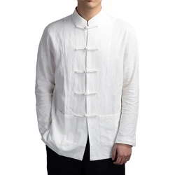 Camisas masculinas de estilo tradicional chinês, roupa Kung Fu Tai Chi, roupa Tang de algodão e linho, camisa uniforme e blusas