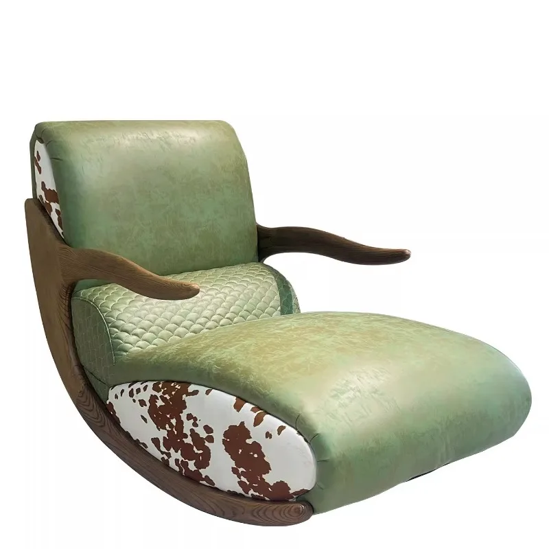 

Medieval high-end light luxury ash wood solid wood armrest rocking chair