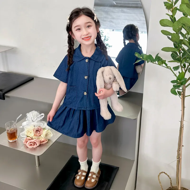 conjunto-de-verao-para-meninas-2026-novo-vestido-infantil-de-verao-saia-de-jeans-de-manga-curta-conjunto-de-duas-pecas-para-bebes