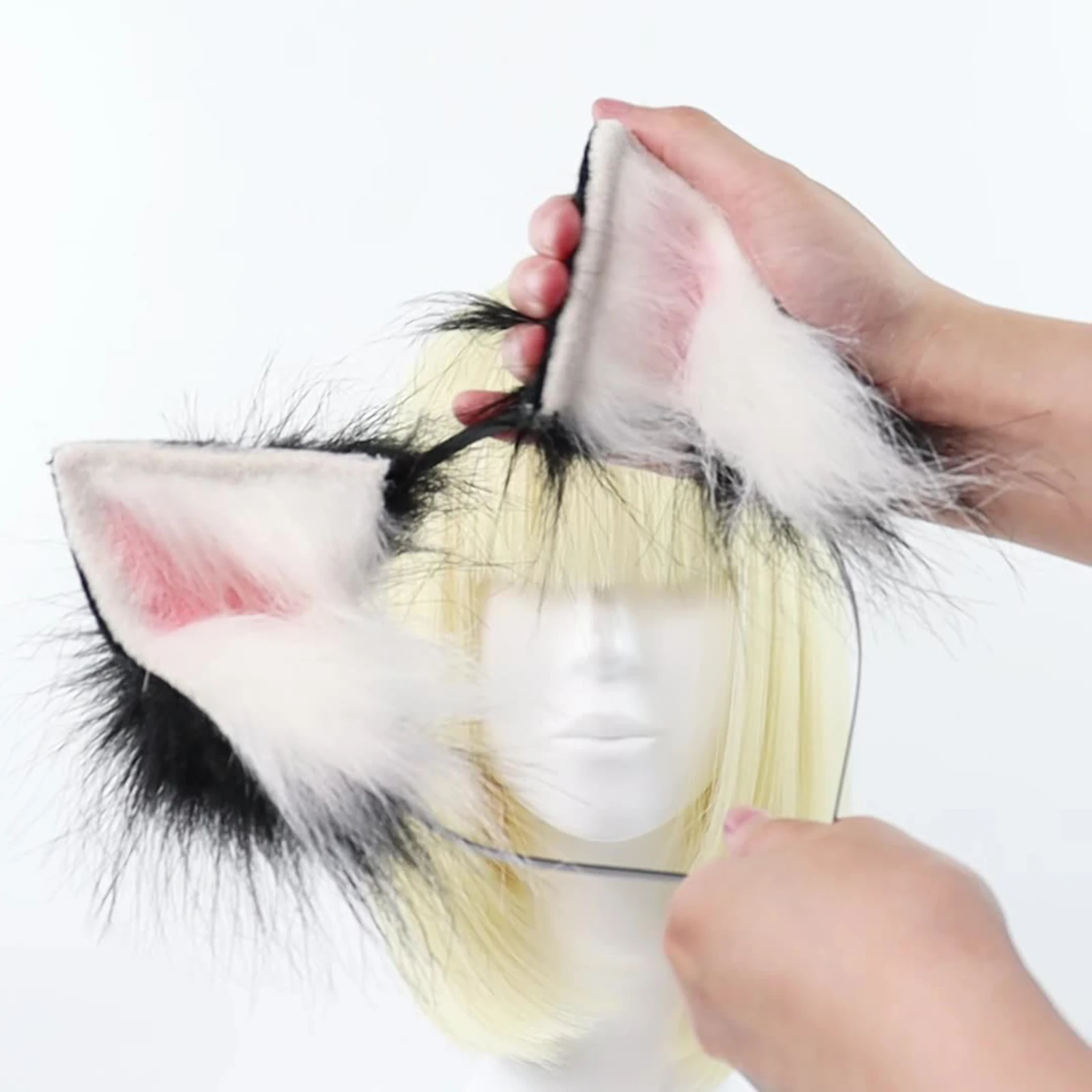 Combhasaki ハロウィン キツネ耳カチューシャ ぬいぐるみ動物耳ヘアフープ パーティーヘッドピースコスチューム 男性用 女性用