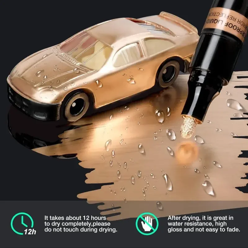 1/3/6/12pcs Mirror Marker Pen DIY Reflective Paint Pen Permanent Golden SILVER Marker, Model Painting, Marking