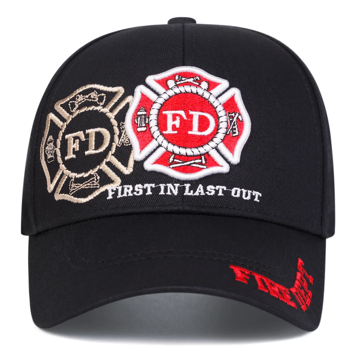 1pc Men's Camo Baseball Cap with Embroidered Firefighter & 