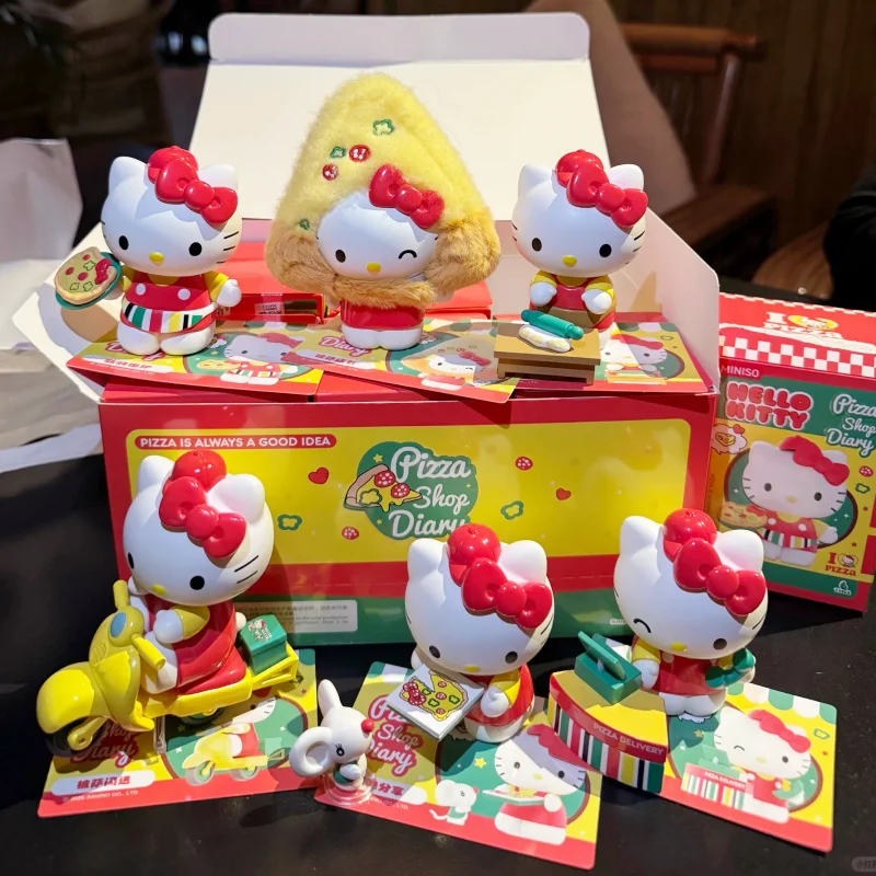 

[Genuine] In Stock Sanrio Family Hello Kitty Pizza Diary Series Desktop Handmade Blind Box Cute Surrounding Area Handmade Gifts