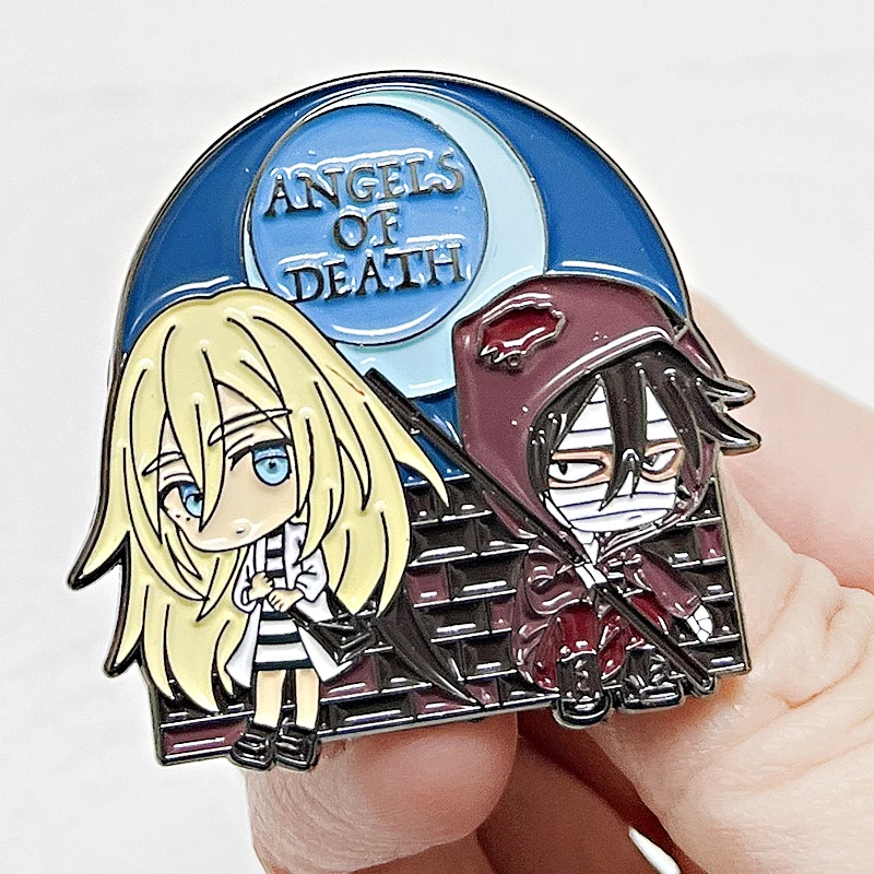 Engel des Todes Anime Spiel Emaille Pin Metall Abzeichen Broschen Hut Schmuck Zubehör bitte töten Sie mich helfen mir hier raus