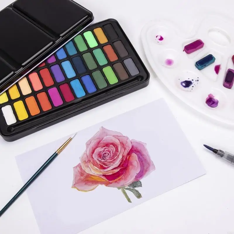 36 Color Watercolor Paint Set with Water Brush Pen Artists Watercolor Art Set 
