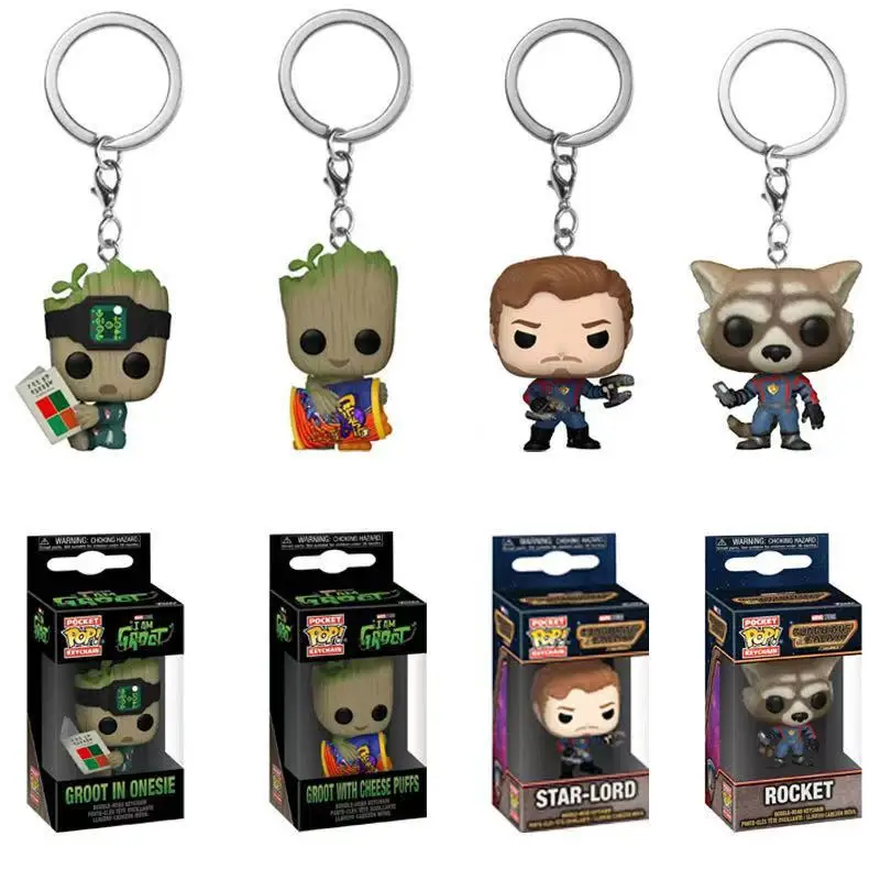 Funko POP Guardianes de la Galaxia 3 Colgante Periférico Star Lord Groot El Oso Llavero Muñeco Regalo de Cumpleaños para Niño
