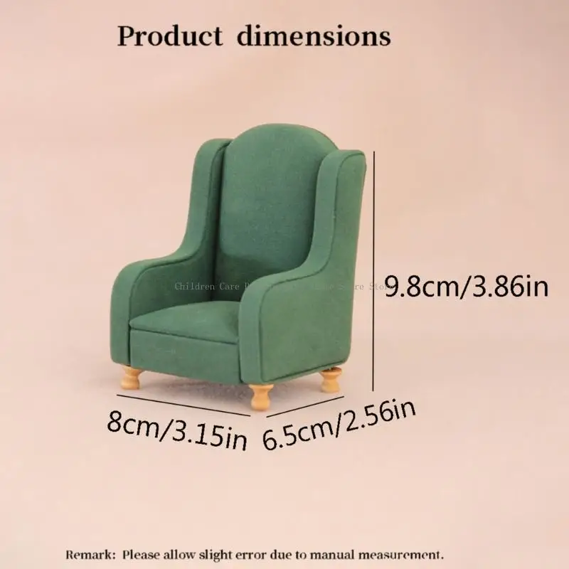 مجموعة أريكة بيت الدمية الواقعية، وسادة من القماش الزهري، قاعدة خشبية، كرسي بذراعين، نموذج تمثال 1/12، نموذج عرض المشروع #6