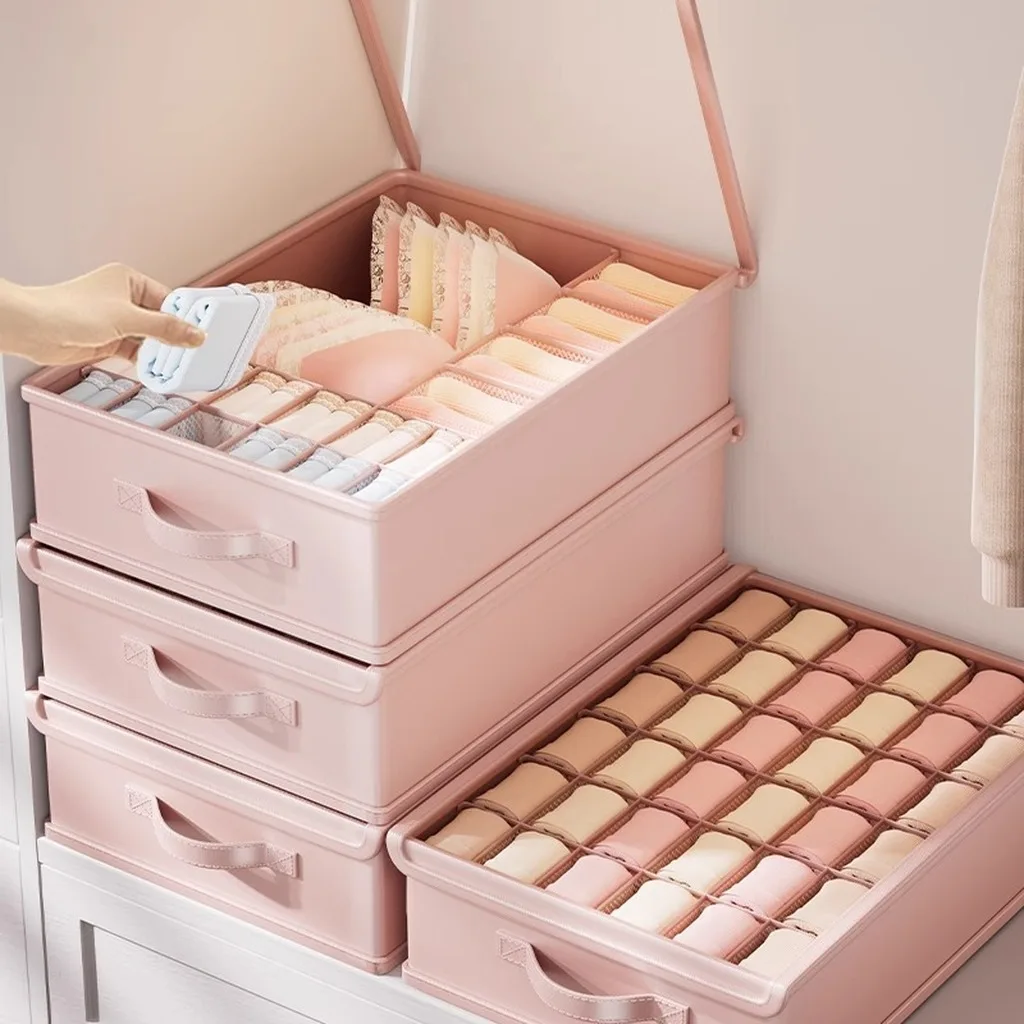 Multi-Grid Underwear Storage Box Compartment Drawer Organizer for Socks Bra Underpants Dustproof Wardrobe Closet Drawer Tidying