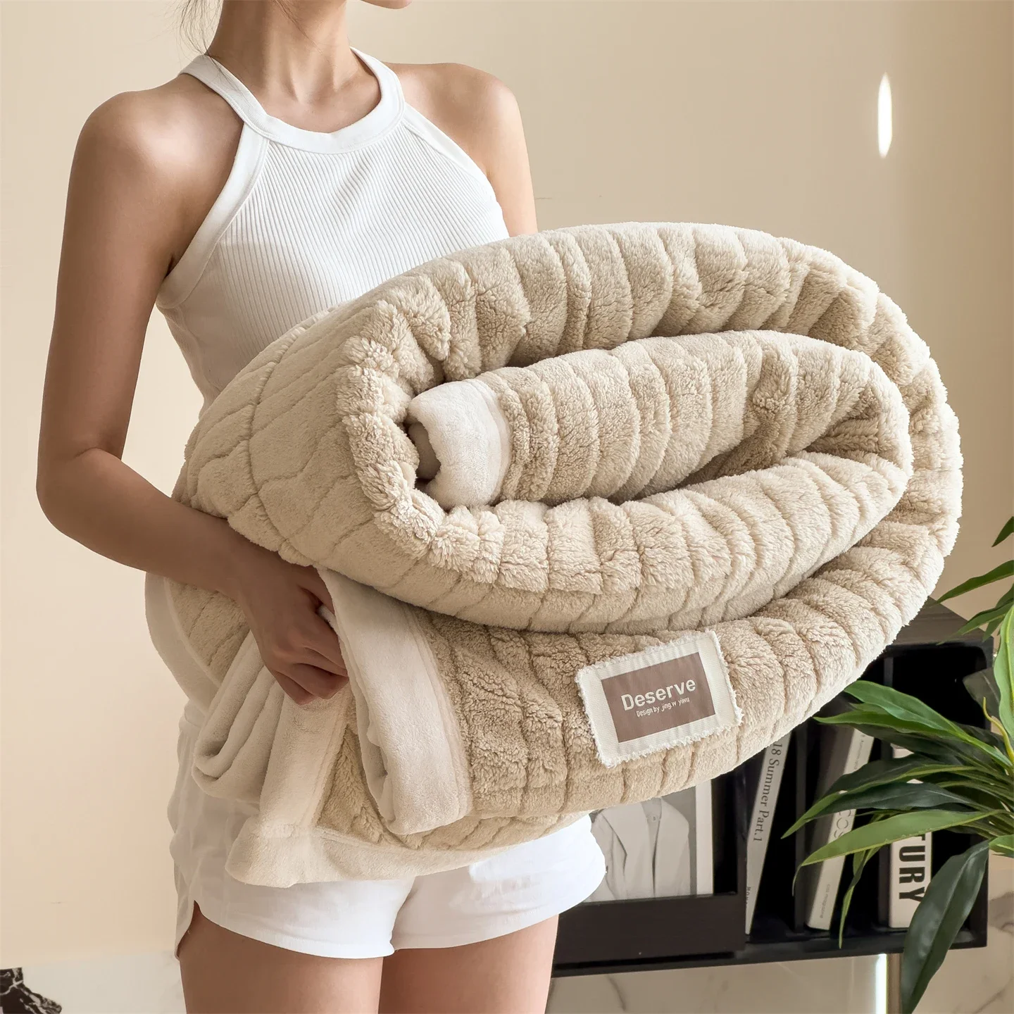 Luxuriöse dicke doppelseitige Fleecedecken, einfarbig, weiche Samtdecke für Bett, Herbst und Winter, warme Decke und Kissenbezug-Sets