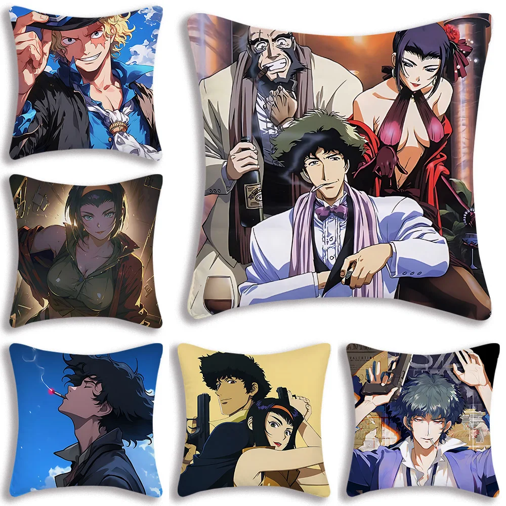 

Anime Cowboy Bebop Pillow Covers Cartoon Sofa Decorative Home Double-sided Printing Short Plush Cute Cushion Cover