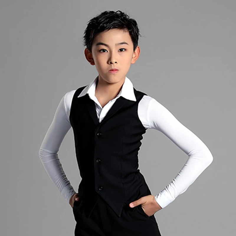 

Children Latin Dance Performance Costume Boy's Standard Ballroom Dancing Vest Children Cha Cha Waltz Dancer Waistcoat VBH1693
