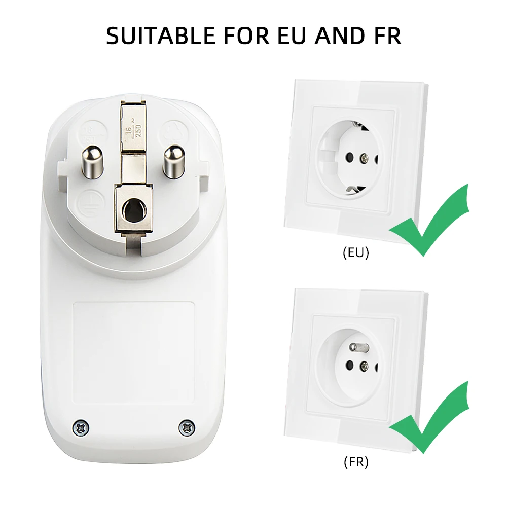 EU French Power Wall Plug Programmable LED Light Switch Smart RF Wireless Remote Control Socket With Battery For Home Appliance