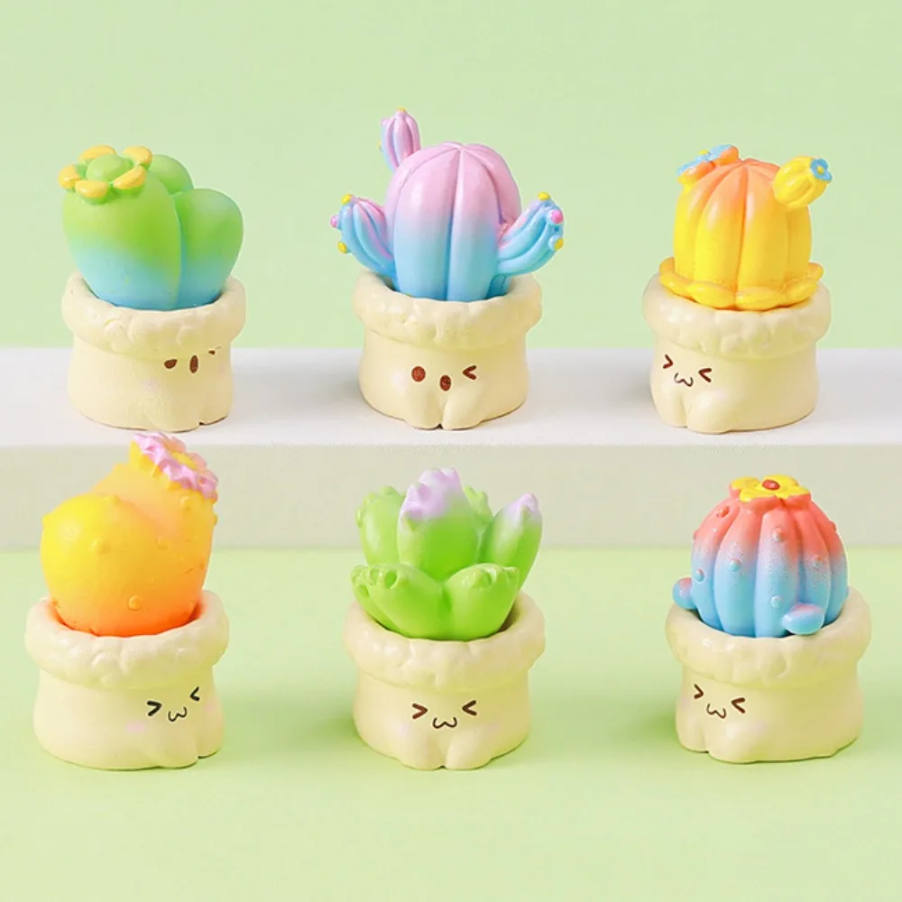 Landscape Decoration Creative Cacti Resin Models Cartoon Colorful Mini Succulent Decoration Resin Cute Cute Cacti Models