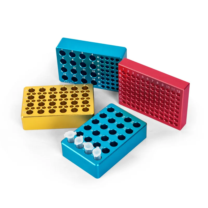 Ice Box PCR Centrifuge Tube Holder 24 Hole 96 Hole Metal Plate Multifunctional Experimental Metal Pre-cooling Module