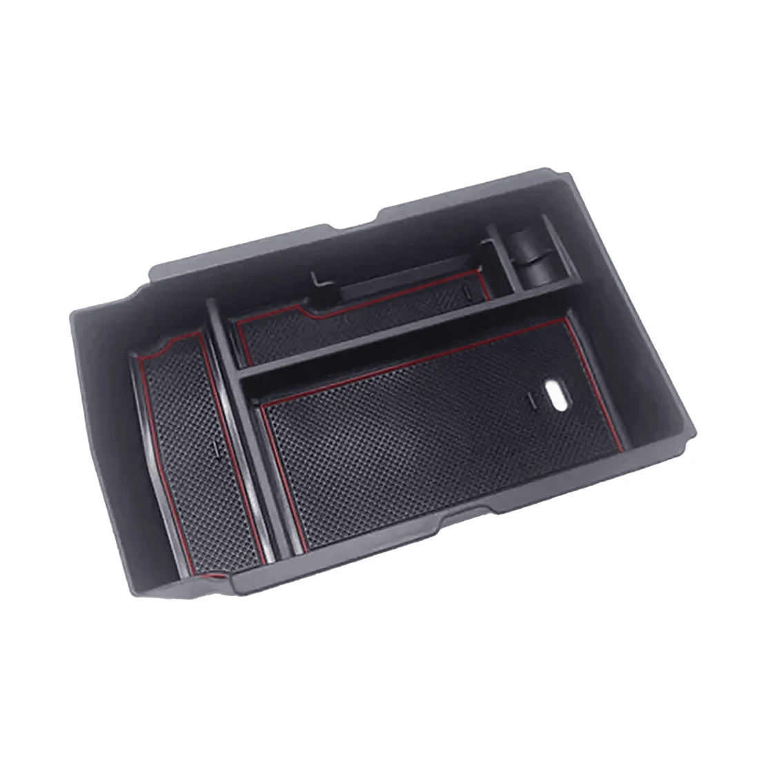 Car Center Console Armrest Storage Organizer Box Tray Fit For Honda CRV CR-V 2023-2024 Black with Red Rubber Pads Plastic