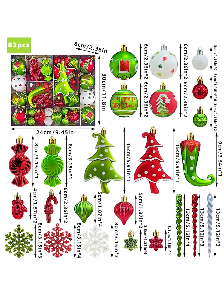 Grüne Weihnachtskugeln, grüne Monster-Themen, handbemalte Weihnachtsdekorationen für den Weihnachtsbaum