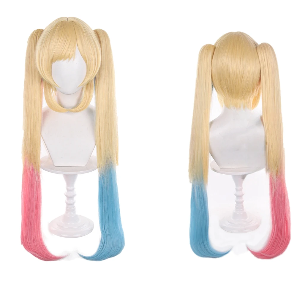 29.52inch Nakamachi Arale Cosplay Wig Yellow Pink Blue Heat Resistant Synthetic Hair Comic Con Role Play Wig Costumes Accessorie