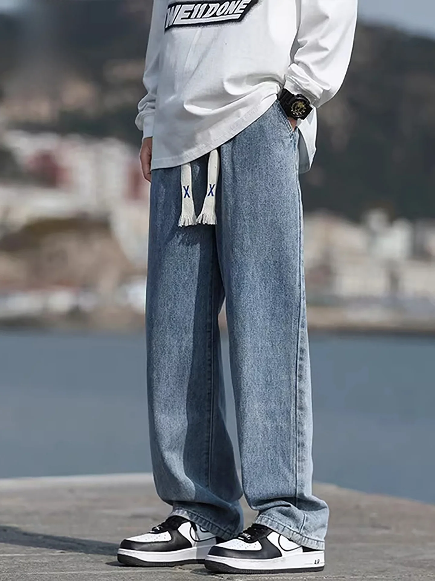 

Мужские широкие джинсы прямого кроя, повседневные, свободного кроя, универсальные, весна-лето, новинка, бренд TUCANO Woodpeer, смесовая хлопковая ткань