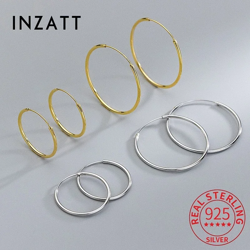 

INZATT Real 925 Sterling Silver 1.2/1.5mm Wire Diameter Large Hoop Earrings for Women Trendy Fine Jewelry Minimalist Accessories