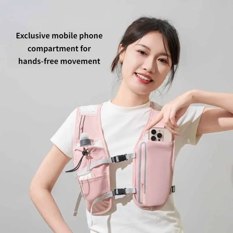 

Светоотражающий жилет-рюкзак для бега с держателем для бутылки 500 мл, регулируемый водонепроницаемый спортивный жилет для бега и велоспорта