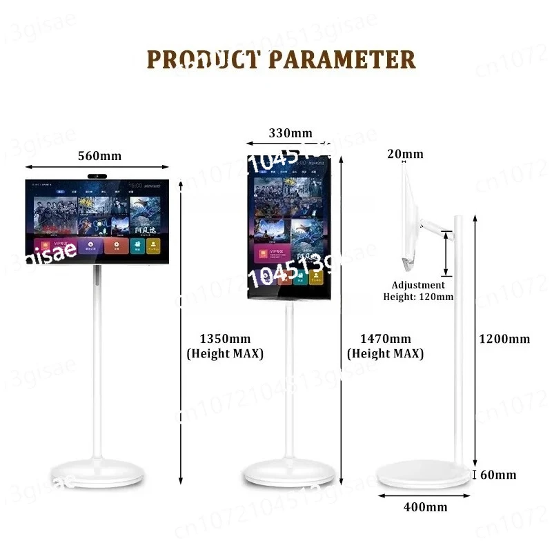 32 Inch Movable TV Capacitive  Smart Portable Full HD LED Backlit Android Display Digital Signage White Wheeled  Touch Screen view 6