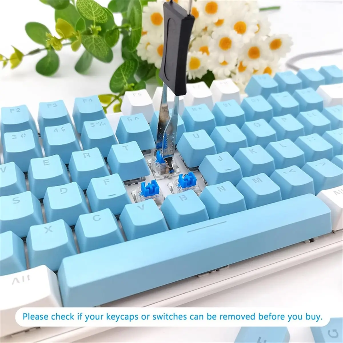 Keycap Remover Tool Set, 2 PCS Stainless Steel Keycap Pullers with 2 PCS Keyboard Brushes for Mechanical Keyboard