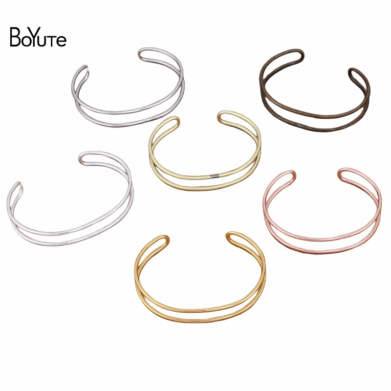 BoYuTe (5 Pieces/L) 65*2MM Metal Brass Simple Two-line Bracelet Base DIY Jewelry Accessories Handmade Materials