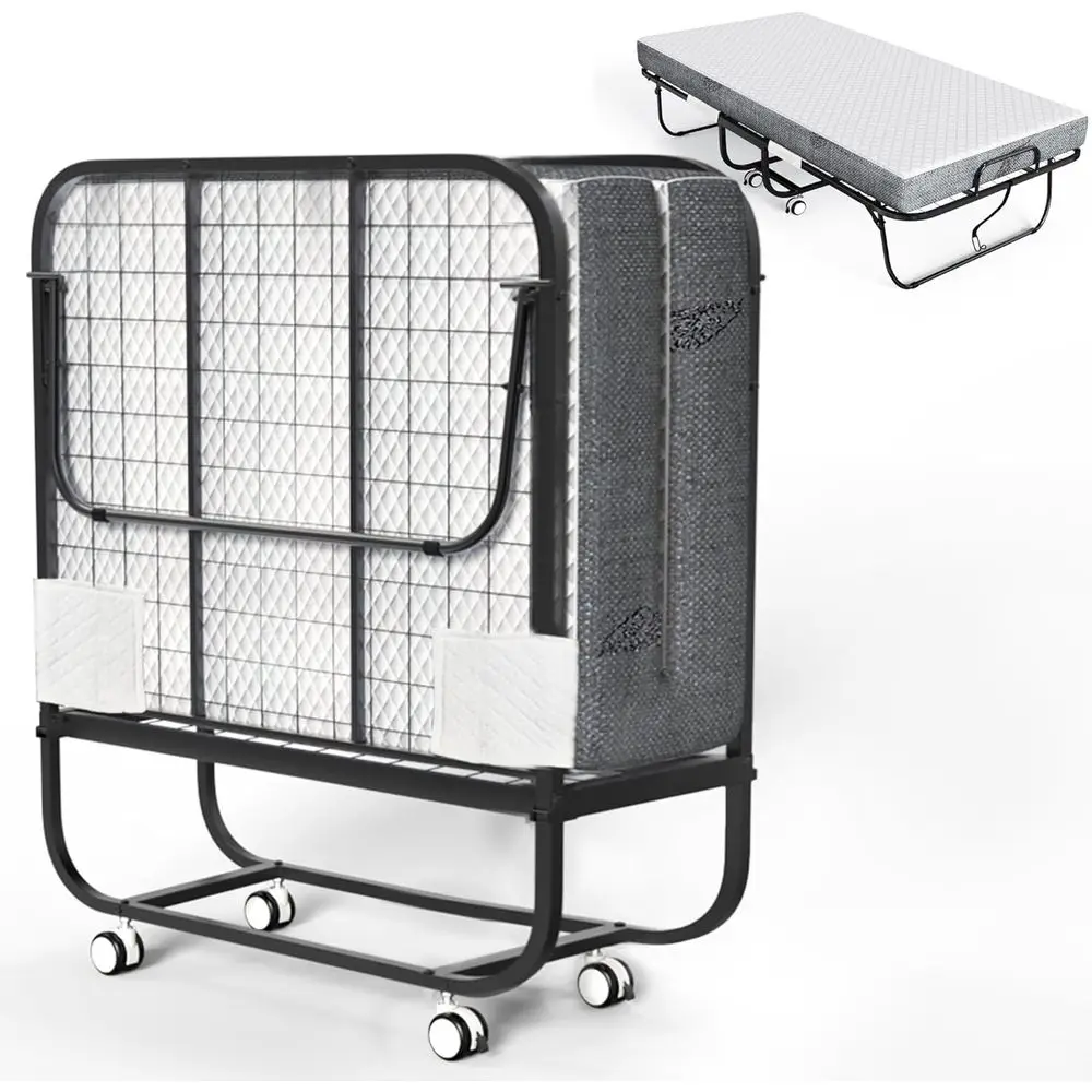 

Двуспальная раскладная кровать с матрасом, 190x97 см, портативная складная кровать для взрослых, раскладная кровать-трансформер или GT, матрас с эффектом памяти 5 дюймов, сверхпрочный.